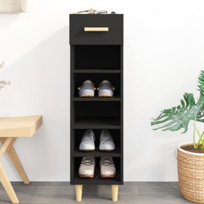 vidaXL Pantofar, negru, 30x35x105 cm, lemn compozit foto