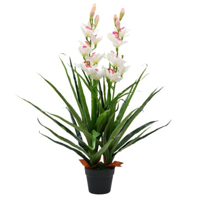 vidaXL Plantă artificială Orhidee Cymbidium cu ghiveci 100 cm verde foto