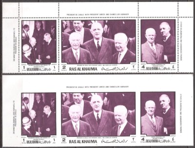 RAS AL KHAIMA 1970 PERSONALITATI FRANCEZE ( 2 serii dt. + ndt.) MNH foto