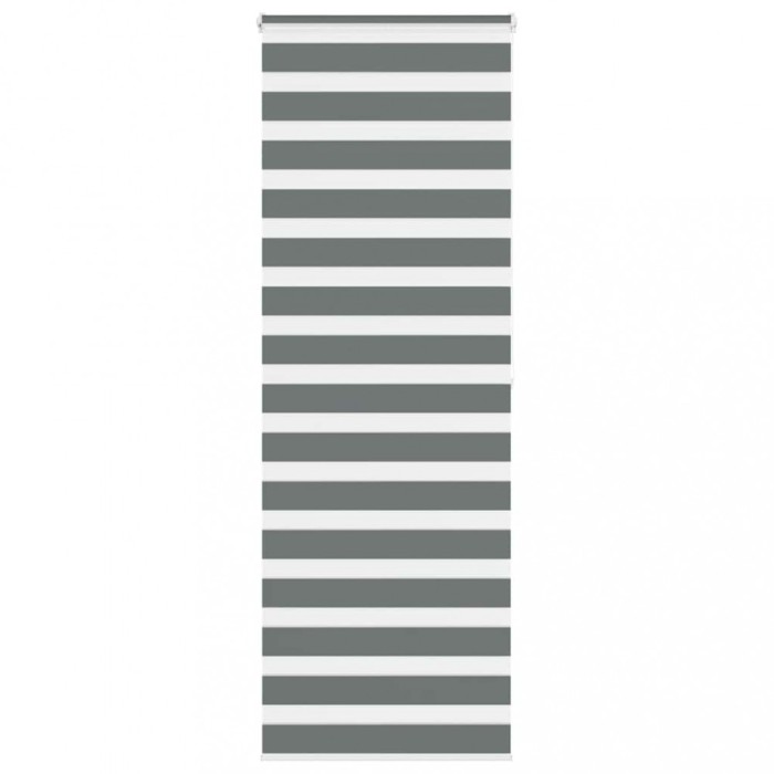 Jaluzea tip zebra gri &icirc;nchis lățime țesătură 80,9 cm poliester