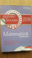 Matematica mate info bacalaureat 2019- Adrian Zanoschi. Gheorghe Iurea foto
