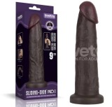 Dildo Realist Sliding-Skin PRO II, Silicon Dubla Densitate, Negru, 22.7 cm