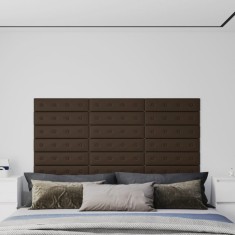 vidaXL Panouri perete 12 buc. maro, 60x15 cm, piele ecologică, 1,08 m&sup2;