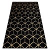 Modern covor 3D GLOSS 409C 86 Cub stilat, glamour, art deco negru / aur, 60x300 cm