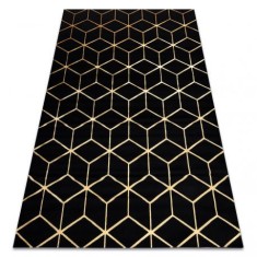 Modern covor 3D GLOSS 409C 86 Cub stilat, glamour, art deco negru / aur, 200x290 cm