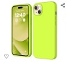 Husa silicon antisoc cu microfibra interior pentru Iphone 15 Plus Verde Neon