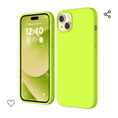 Husa silicon antisoc cu microfibra interior pentru Iphone 15 Plus Verde Neon