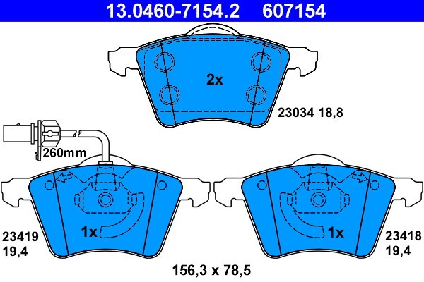 ATE 13.0460-7154.2 set placute frana,frana disc