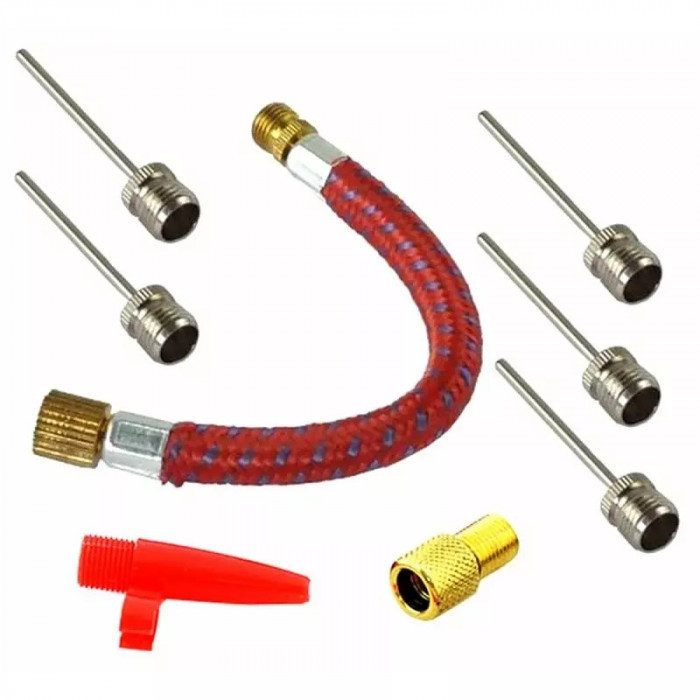 Set 8 accesorii pentru pompa sau compresor, Gonga&reg; Rosu