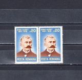 M1 TX6 5 - 1976 - Aniversari II - Spiru Haret - pereche de doua timbre, Istorie, Nestampilat
