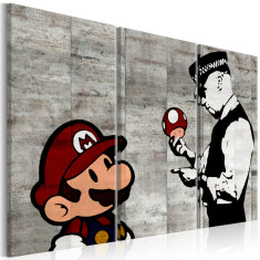 Tablou canvas 3 piese - Banksy: Mario Bros - 120x80 cm foto