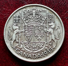 Canada - 50 Cents ( Centi ) 1945 - George VI - Argint foto