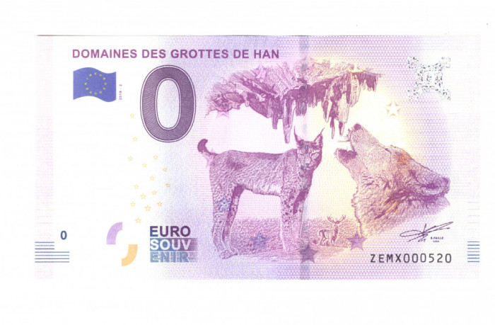 Bancnota souvenir Belgia 0 euro Domaines des Grottes de Han 2018-2, UNC