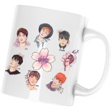 Cana alba personalizata &quot;BTS All Crew Gang Flower&quot;, INOVATIX&reg;. 330 ml