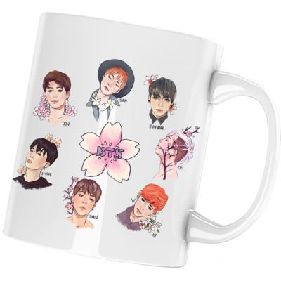 Cana alba personalizata &amp;quot;BTS All Crew Gang Flower&amp;quot;, INOVATIX&amp;reg;. 330 ml foto