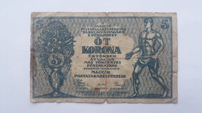 5 Korona 1919 Ungaria bancnota , coroane