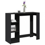 Cumpara ieftin Masă de bar cu raft, negru, 124x46x103,5 cm, lemn prelucrat