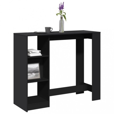 Gossi masa de bar cu raft, negru, 124x46x103,5 cm, lemn prelucrat foto