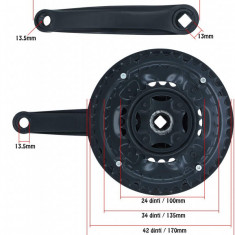 Angrenaj bicicleta mountain bike (42T-34T-24T) - negru