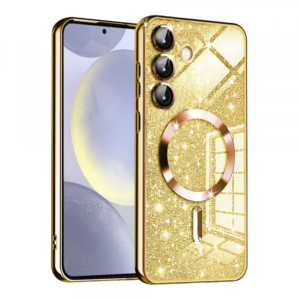 Husa MagSafe pentru Samsung Galaxy S24 S921, Techsuit, Luxury Glitter, Aurie