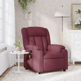 vidaXL Fotoliu de masaj rabatabil, roșu vin, material textil