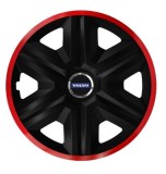 Set 4 Capace Roti pentru Volvo, model Fast Black Cu Rama Rosie, R16, VOLVO