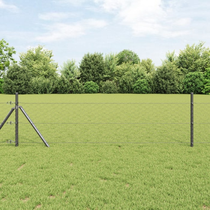 vidaXL Gard Hexagonal Gri 1.4x10 m Oțel