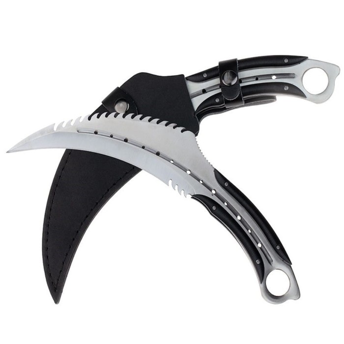 Cutit karambit IdeallStore&reg;, Comando Specialist, otel inoxidabil, 33 cm, argintiu, teaca inclusa