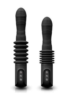 Vibrator Renegade Deep Stroker, 10 Moduri Vibratii, 3 Viteze Impingere, Silicon, USB, Negru, 22.8 cm foto