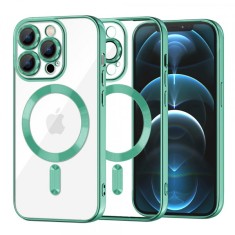 Husa MagSafe pentru Apple iPhone 12 Pro Max, Techsuit, Luxury Crystal, Verde Deschis