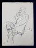 Desen Creion Lucretia Mihail Silion, Barbat la Telefon, 36.5x27cm, 1944, Arta