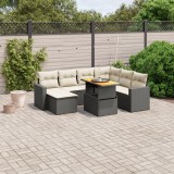 vidaXL Set mobilier de grădină cu perne, 8 piese, negru, poliratan 3271427