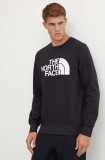 The North Face bluza Easy Crew barbati, culoarea negru, cu imprimeu, NF0A89FGJK31