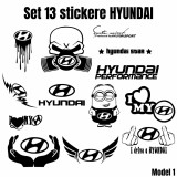 Set 13 Stickere Auto Hyundai Personalizate , 5 Dimensiuni si 6 Culori