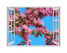 Autocolant decorativ, Fereastra, Arbori si flori, Multicolor, 83 cm, 462ST foto