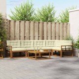 vidaXL Set de canapele de exterior cu pernă 6 pcs Natural și Crem 3367623