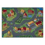 COVOR REBEL ROADS Village life 90 Sat, antiderapant pentru copii - gri, 140x200 cm