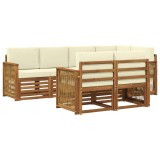 vidaXL Set canapea sectională cu pernă 6 pcs Natural și Crem 3384476