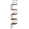 VASAGLE Raft de perete pentru colt, cadru otel cu 5 etaje din MDF, 20x20x128cm, maro rustic si negru Household NewTrend