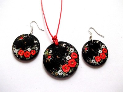 set lemn cu motiv floral maci 39733 foto