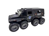 Mașină de poliție blindată neagra 8x8 din plastic cu lumini sunete și trapă deschizabilă