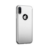 Husa GloMax FullBody Silver pentru Apple iPhone X cu folie de sticla inclusa