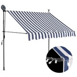 VidaXL Copertină retractabilă manual cu LED, albastru &amp; alb, 150 cm