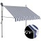 vidaXL Copertină retractabilă manual cu LED, albastru &amp; alb, 150 cm 145842