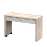 Cumpara ieftin Birou extensibil cu sertare din pal alb maro maro stejar Versal 120x50x75 cm