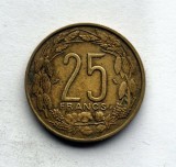 Statele Centrale Africane Camerun 25 Francs 1970 km # 4a moneda nichel bronz