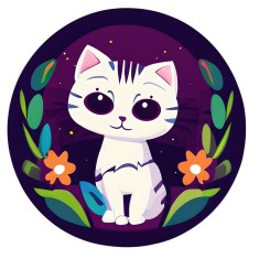 Sticker decorativ Pisica, Alb, 60 cm, 8156ST foto