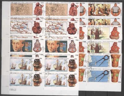Vietnam 1990 Columbus, Discovery of America, 4 imperf. set in block, used T.377 foto