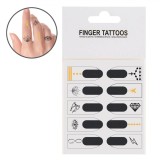 Tatuaje Autocolante Degete, Set 10 Bucăți, Negru și Auriu, Oem