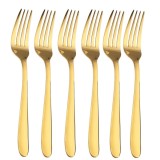Set 6 furculite Pufo Simple pentru cafea, ceai, desert, otel inoxidabil, auriu, 20 cm
